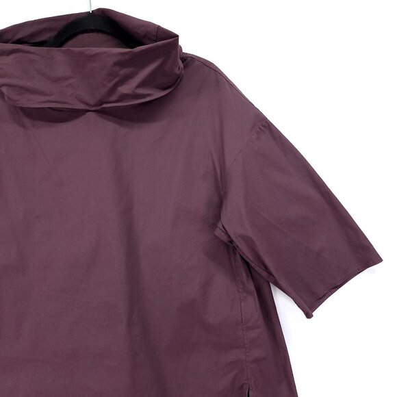 COS Roll Neck Tunic Top Size 4 Quarter Sleeve Minimalist Blouse Long Back Hem - Picture 12 of 16